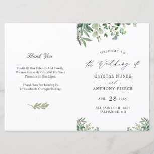 Digital Download Eucalyptus Leaves Wedding Program Invitation