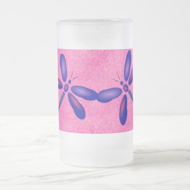 Digital Dragonfly Pink Summer Frosted Mug (Center)