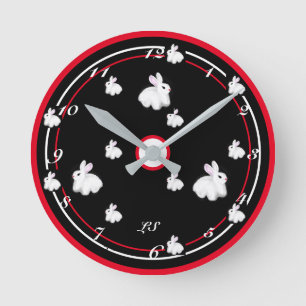 Digital drawing Cute rabbits LS Round Clock