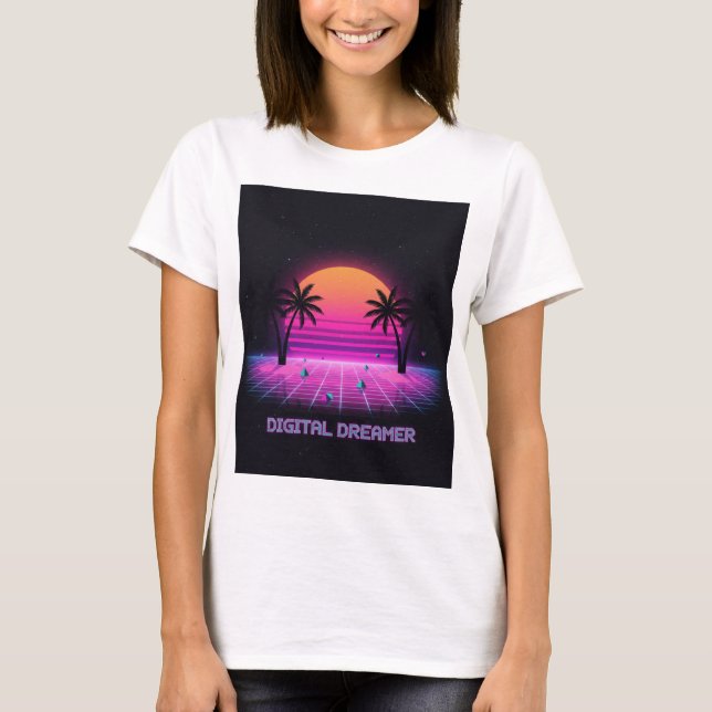 Digital Dreamer Retro Sunset Tee | Y2K shirt (Front)