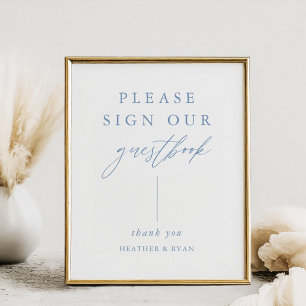 Digital Dusty Blue Calligraphy Sign Our Guestbook