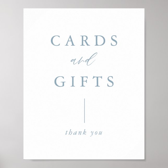 Digital Dusty Blue Cards and Gifts Wedding Sign (Front)