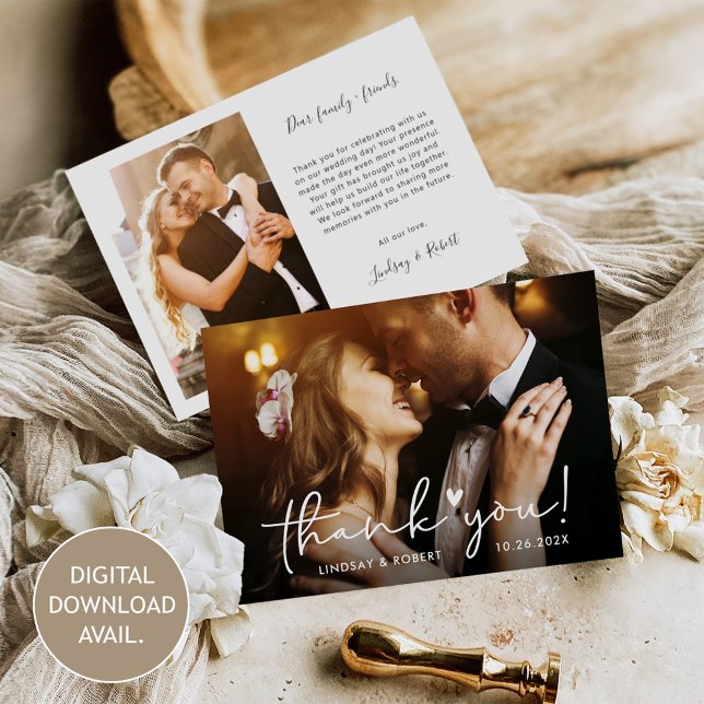 [Digital] Elegant Script Wedding Thank You Card (Creator Uploaded)