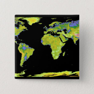 Digital elevation model of the continents on Ea 15 Cm Square Badge