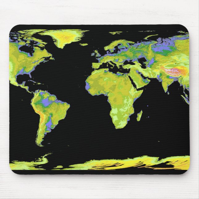 Digital elevation model of the continents on Ea Mouse Mat (Front)