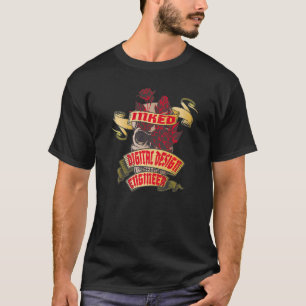 Digital Engineer Inked Skull & Red Roses Tattoo T-Shirt