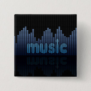 Digital Equalizer Music Wave Wall 15 Cm Square Badge