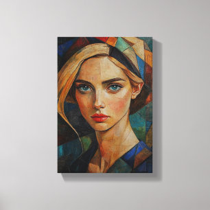 Digital Face Abstract Art - Futuristic and Concept Canvas Print