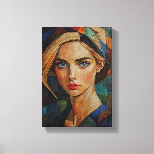 Digital Face Abstract Art - Futuristic and Concept Canvas Print (Front)