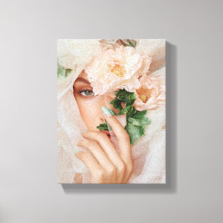 Digital Face Art - Futuristic Abstract Portrait Canvas Print
