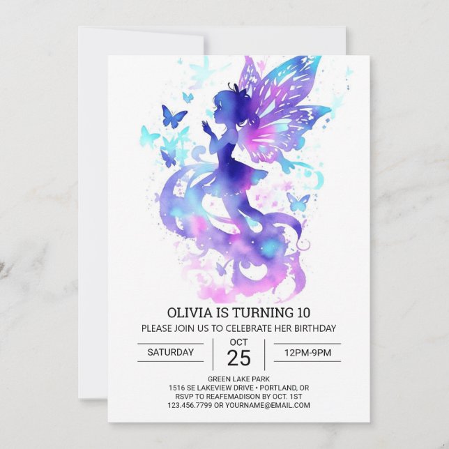 Digital Fairy Garden Birthday Magic Invitation (Front)