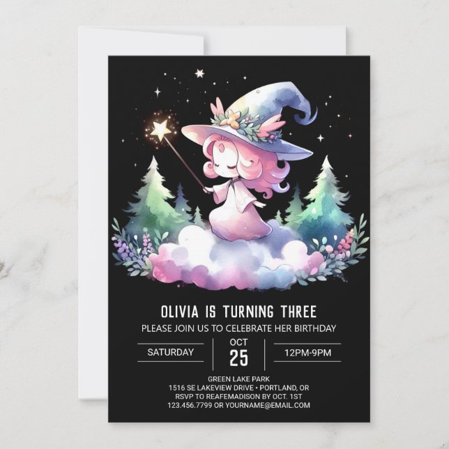 Digital Fantasy Wizard Birthday Invitation (Front)
