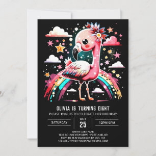 Digital Flamingo Chic Birthday Invitation