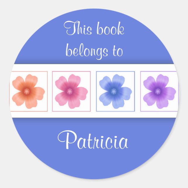 Digital Floral Flowers Custom Bookplate Labels (Front)