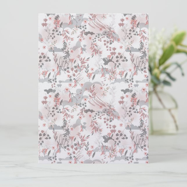 Digital Floral Pattern on Pastel Tones Card (Standing Front)