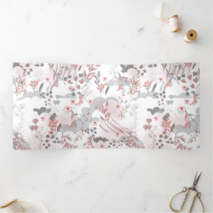 Digital Floral Pattern on Pastel Tones Tri-Fold Card