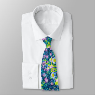 Digital Floral Summer Blues Wardrobe Upgrade Cool  Tie