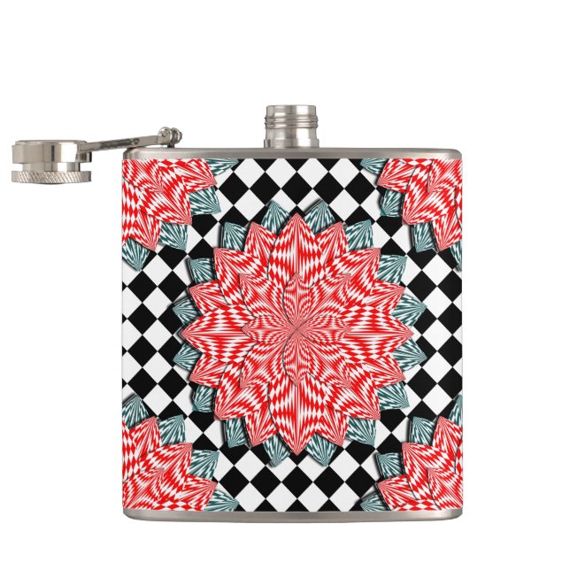 Digital Flower by Kenneth Yoncich Hip Flask (Opened)