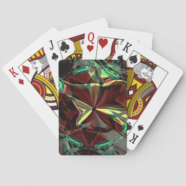 Digital flower with metallic or crystalline shades playing cards (Back)