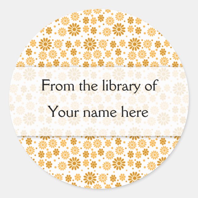 Digital Flowers Personalised Bookplates Classic Round Sticker (Front)