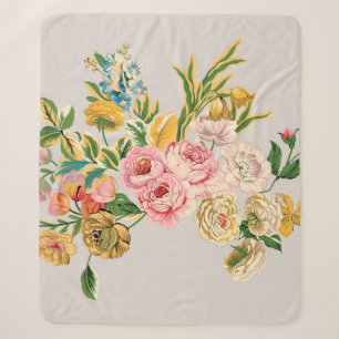 Digital Flowers watercolor illustration. Manual or Sherpa Blanket
