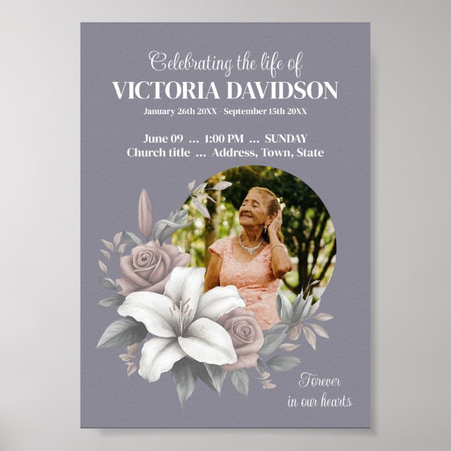 Digital Funeral Announcement Instant Download Post Poster (Front)