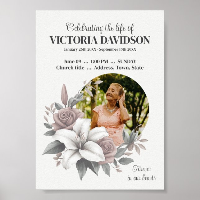 Digital Funeral Announcement Instant Download Post Poster (Front)