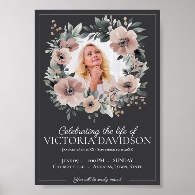 Digital Funeral Announcement Instant Download Poster (Front)