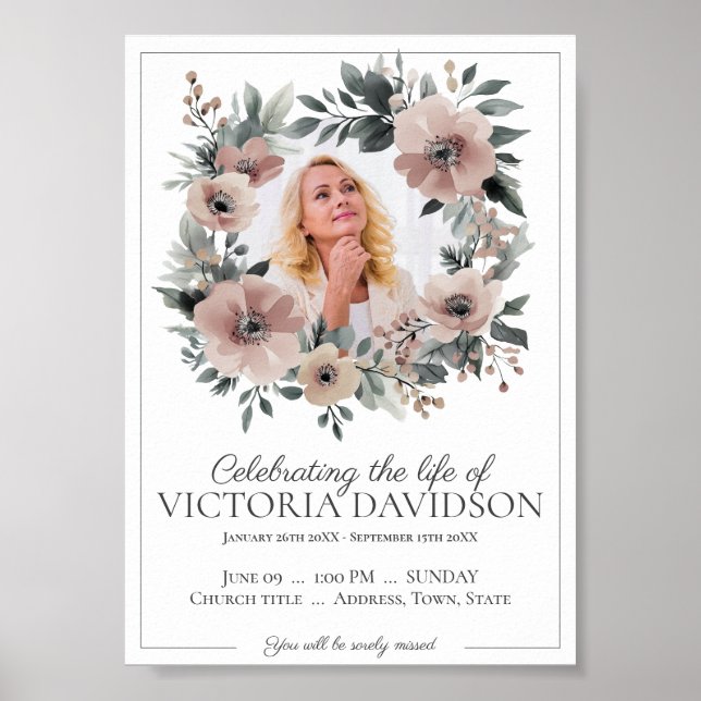Digital Funeral Announcement Instant Download Poster (Front)