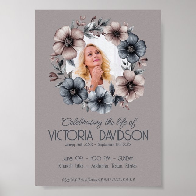 Digital Funeral Announcement Instant Download Poster (Front)