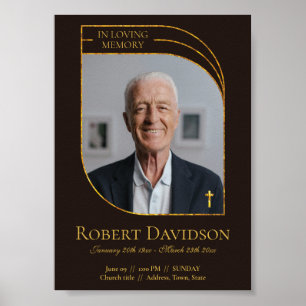 Digital Funeral Announcement Post Dark Brown Poster