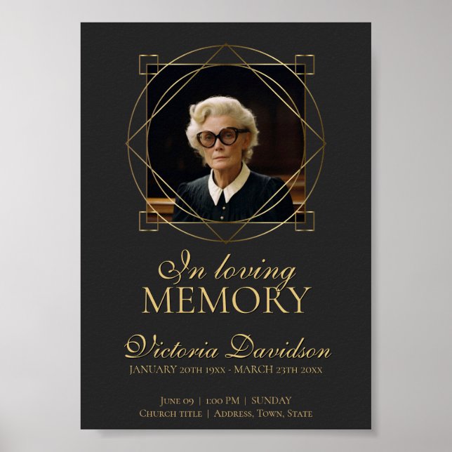 Digital Funeral Announcement Post Dark Grey Poster (Front)