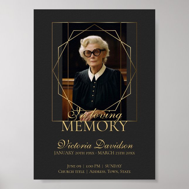 Digital Funeral Announcement Post Dark Grey Poster (Front)