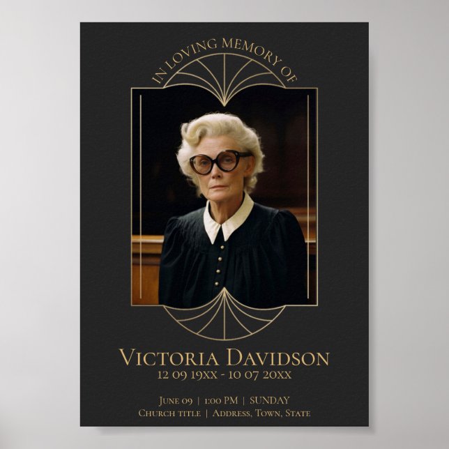 Digital Funeral Announcement Post Dark Grey Poster (Front)