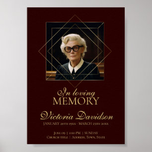 Digital Funeral Announcement Post Dark Red Poster