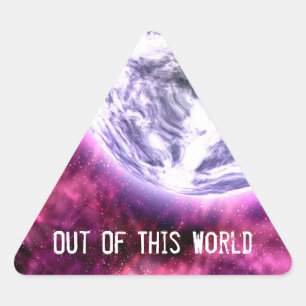 Digital Galaxy Alien Planet In Space Pink Nebula Triangle Sticker