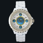 DIGITAL GEM STONE  gold blue sapphire Watch<br><div class="desc">Elegant , classy and unique design with a vibrant 3D gem stone -Digital printing design by BALDESIGN3D (c)</div>