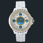 DIGITAL GEM STONE  gold blue sapphire Watch<br><div class="desc">Elegant , classy and unique design with a vibrant 3D gem stone -Digital printing design by BALDESIGN3D (c)</div>