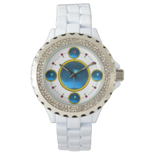 DIGITAL GEM STONE  gold blue sapphire Watch
