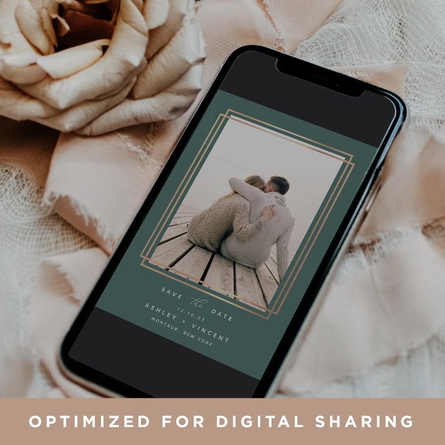 DIGITAL Geometric Frame | Vertical Photo Save The Date (Creator Uploaded)