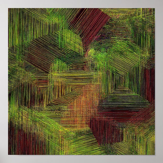 Digital Glitch Geometric Fabric Pattern Poster (Front)