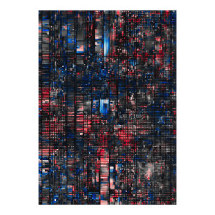 Digital Glitch Matrix Red and Blue Abstract Photo Print
