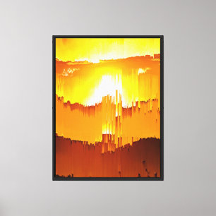 Digital Glitch Sunset Horizon Canvas Print