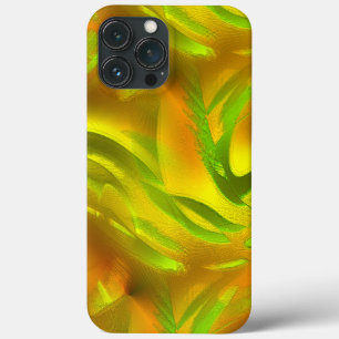 Digital green orange peel on yellow rough texture iPhone 13 pro max case