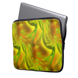 Digital green orange peel on yellow rough texture laptop sleeve