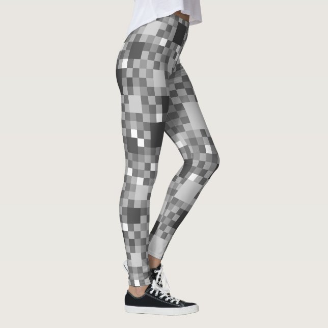 Digital Grey Pixelated Little Squares Leggings (Right)