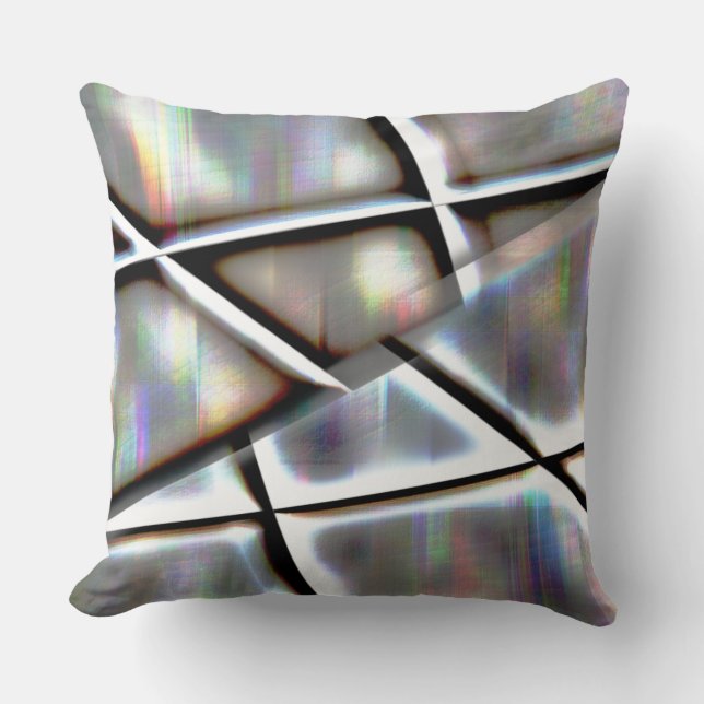 Digital grey to colours up sloping framed rectangl cushion (Front)