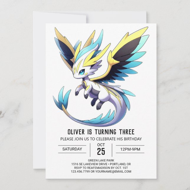 Digital Happy Dragon Birthday Invitation (Front)