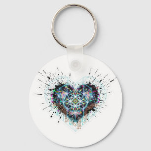 Digital Heart Sacred Geometry Heart Design Key Ring