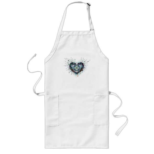 Digital Heart Sacred Geometry Heart Design  Long Apron (Front)